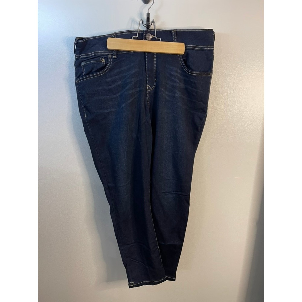 WallFlower Womens Dark Indigo Stretch Denim Jeans Size 15 WFI10250M Whiskered
